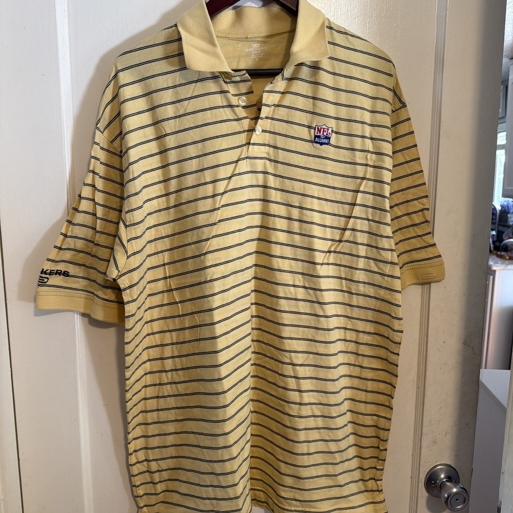 Golf Performance Dri-FIT Large Yellow Stripe NFL Alumni Polo Shirt Dockers